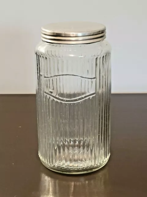 Antique Hoosier Cabinet Mission Storage 8" Tall Jar w/ Lid No Label
