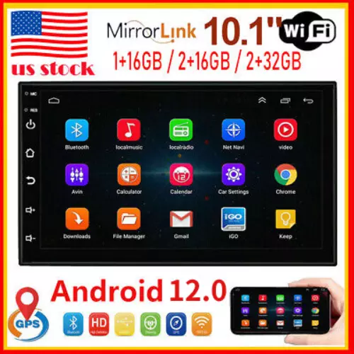 Android 12 Double 2 Din 10.1" Car Stereo Apple CarPlay Auto Radio GPS Navi WiFi