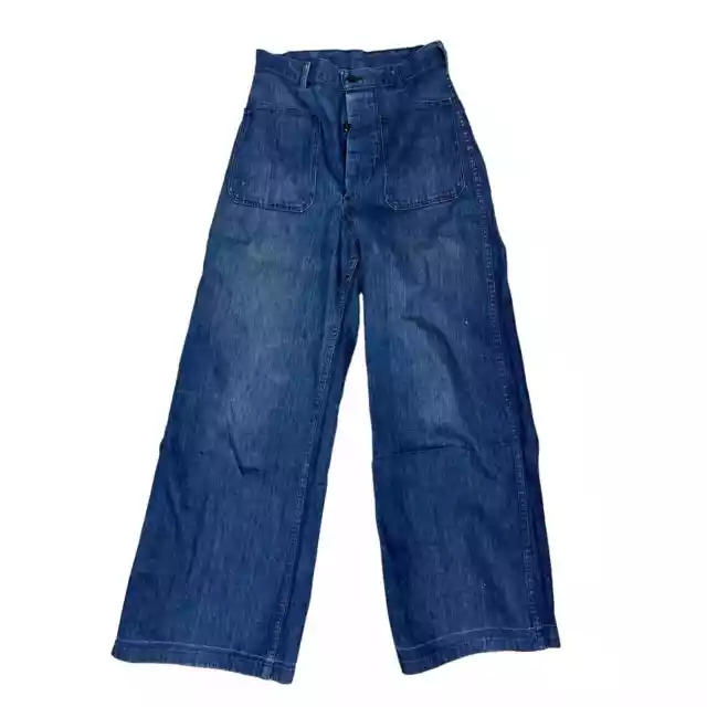 US NAVY USN Sailor WWII Blue Denim Dungarees Jeans Trousers 1940s 26 X ...