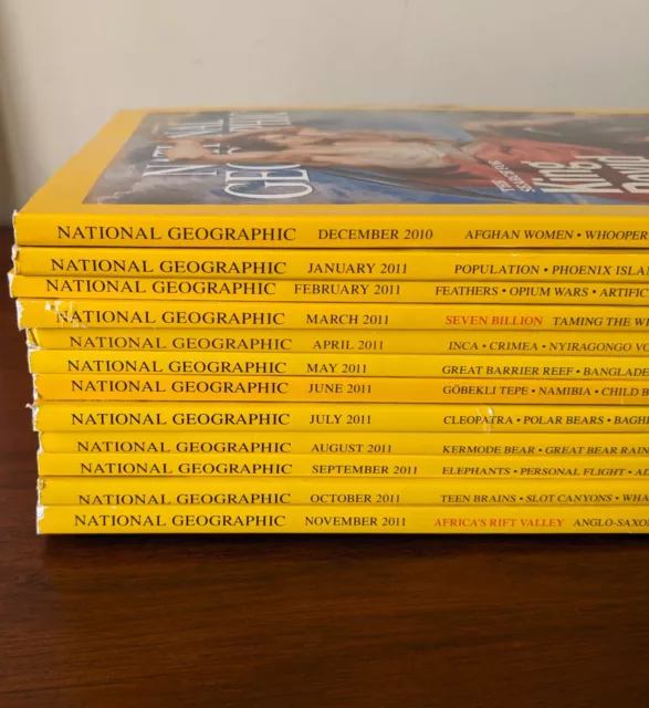 National Geographic — 12 Issues: DEC 2010 to NOV 2011 Bulk Bundle Magazine Set 2