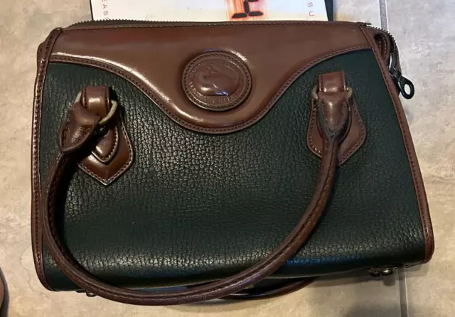 Dooney & Bourke Handbag Pocket Book Purse A6 956490 Brown & Hunter Green