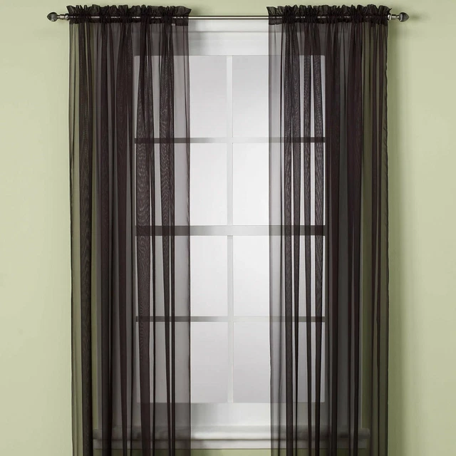 2Pc Sheer Voile Panel Indoor Outdoor Porch Wedding Rod Pocket Window Curtain