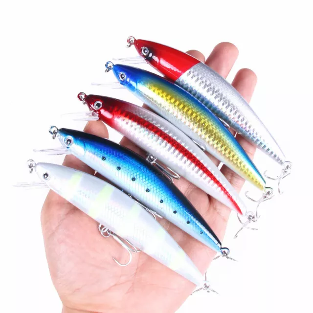 5pcs/set 13cm/39g Trolling Bait Minnow Fishing Lure Crankbait Bass Trout Wobbler