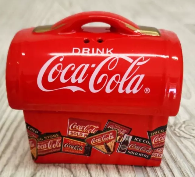 COCA-COLA Lunch Box Salt And Pepper Shakers Vintage  3.5" x 3"