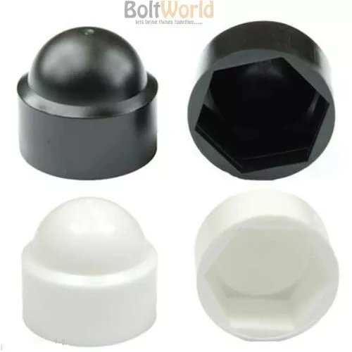 M5, M6. M8, M10, M12, M16, M20, M24 White Nut & Bolt Dome Cover Caps Hex Plastic