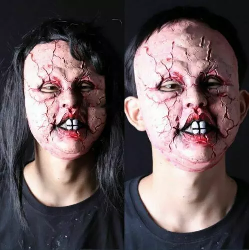 Halloween Scary Doll Mask Horror Bloody Face Headgear Cosplay Masquerade Props