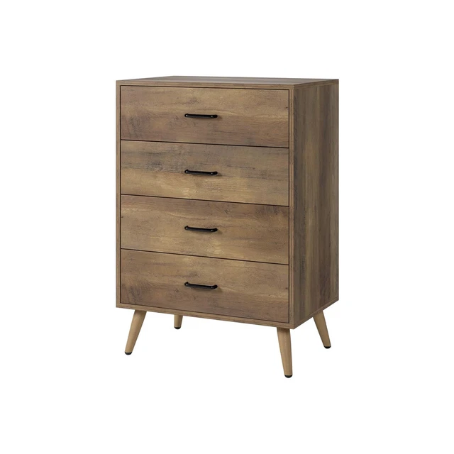 4 Drawer Dresser Wood Chest Of Drawers Rustic Brown Finish Bedroom Furniture