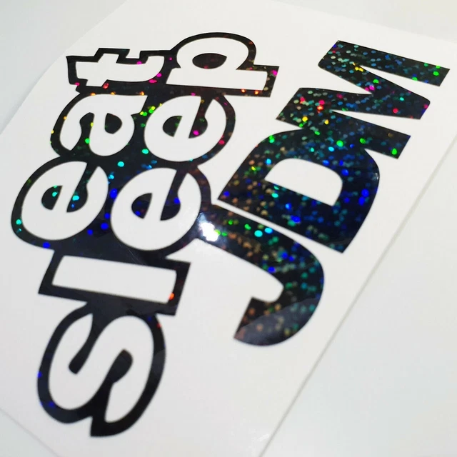 Eat Sleep JDM Auto Aufkleber schwarz Hologramm Tuning Sticker metallic