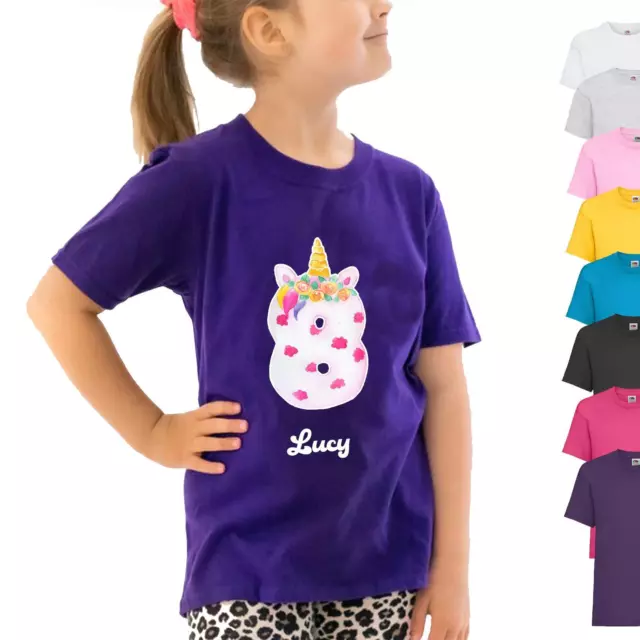 T-shirt nuova personalizzata numero unicorno bambine nome regalo compleanno maglietta top
