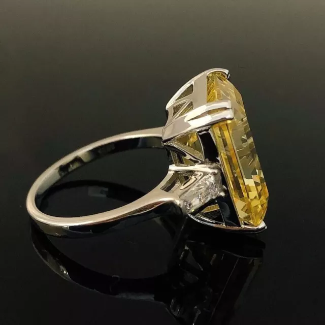 citrine Ring Sterling Silver ring yellow citrine large Gemstone Engagement Ring 3