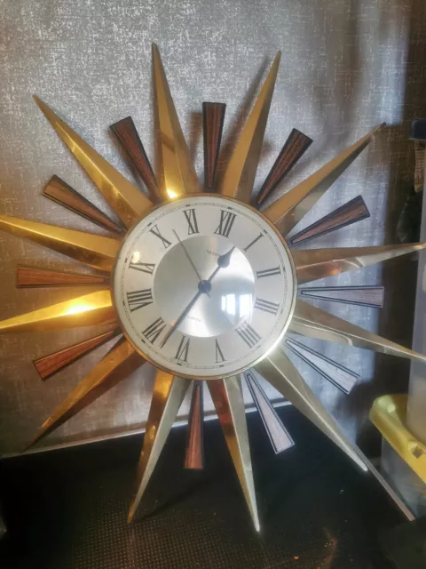 Vintage Metamec 1960s Sunburst Wall Clock