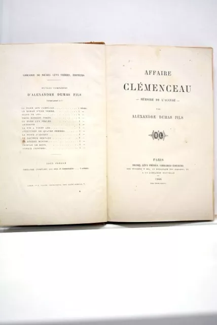 Livre Ancien Dumas Affaire Clemenceau Memoire Proces 1866