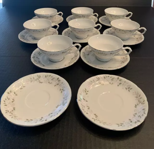 Sheffield Fine China Classic 501 Japan Cup & Saucer SET OF 8 cups and 10 saucers