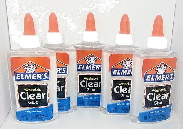 Elmer's Washable Clear School Glue 5 OZ for DIY SLIME Kit Lot of 6 NEW