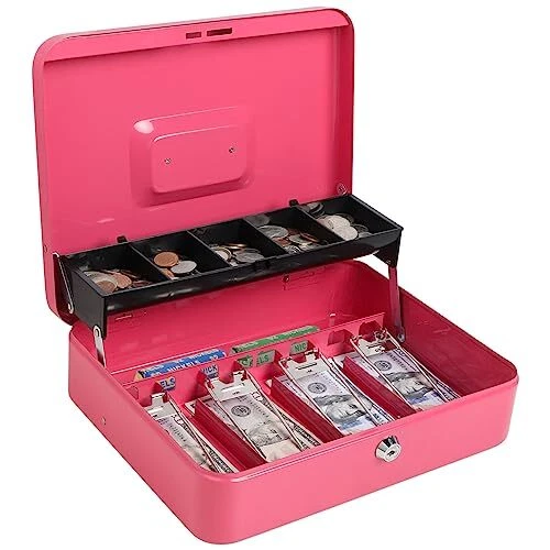 Cash with Money Tray and Key Lock, Money , Compartments with Cions & 4 Sprn