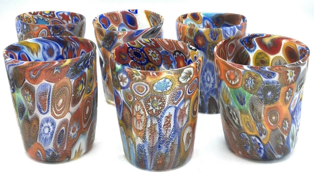 Brandani servizio di 6 bicchieri da acqua in vetro Rombi multicolor