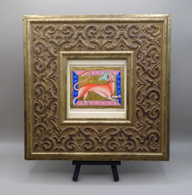 Medieval Manticore, Original handmade miniature painting, mediaeval illumination
