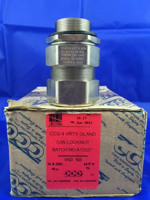 CCG Gland 4 E1EX 40 Ex de IIC Armoured c/w Seal & Locknut for SWA Cable x5 3