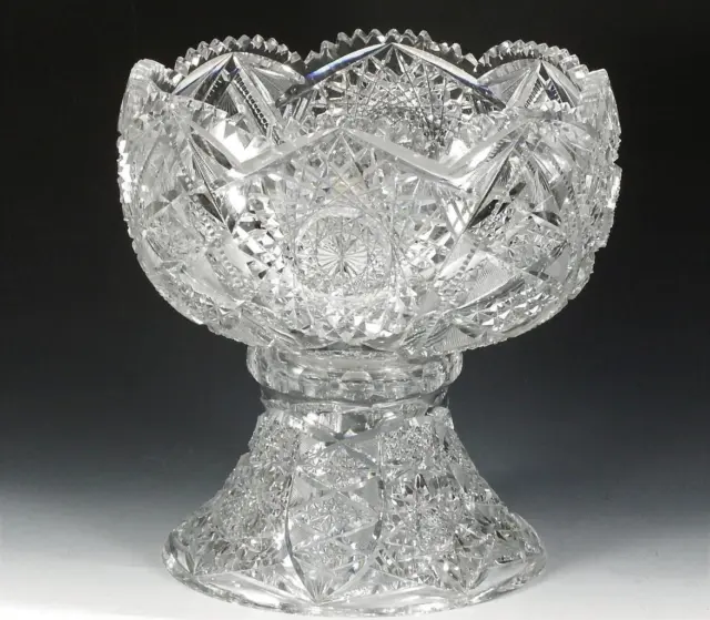 Exceptional American Brilliant Period ABP Cut Glass 12" Punch Bowl