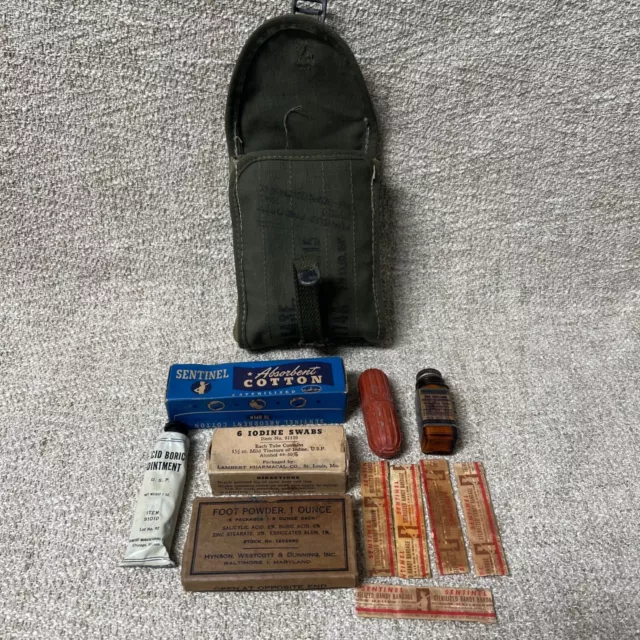 WWII WW2 1940 ORIGINAL US Army First Aid Medic Bag w Full Contents $59. ...