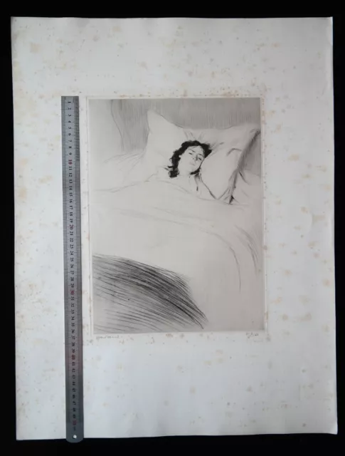 ★★Gravure Edgar CHAHINE "Arlette au lit" signée tirage 7/50 papier japon XXe