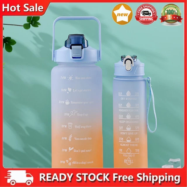 2 pz bottiglia Frosted Gradient 2000 ml + bottiglia acqua fredda 900 ml (blu)