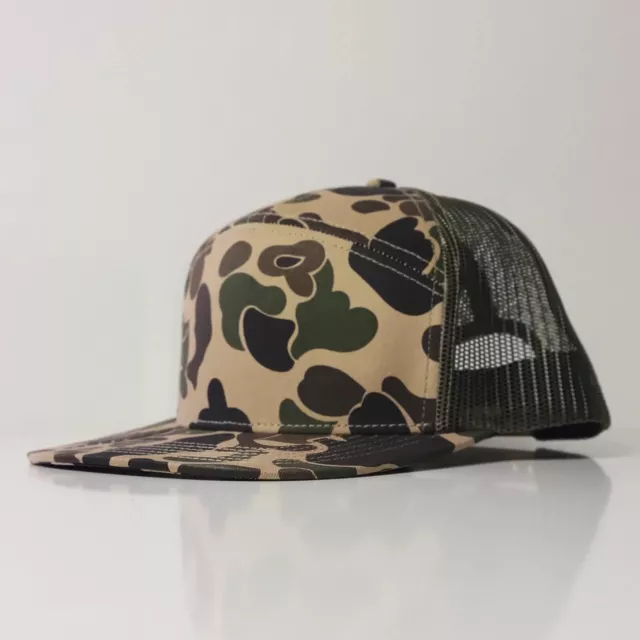 Old School Vintage Duck Camo Trucker Hat Snap Back 7 Panel New PG Hat Co. Brand