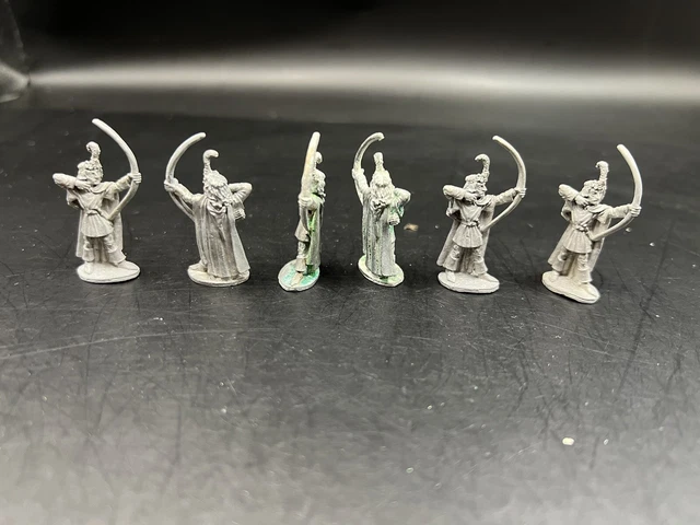 Lot Of 6 Ral Partha Wood Elf Men Archers OOP Metal 70’s WFB, D&D, LOTR