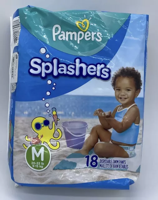 Pampers Splashers Swim Diapers Disposable Pants Medium 20-33 lb 9-15kg 18Ct