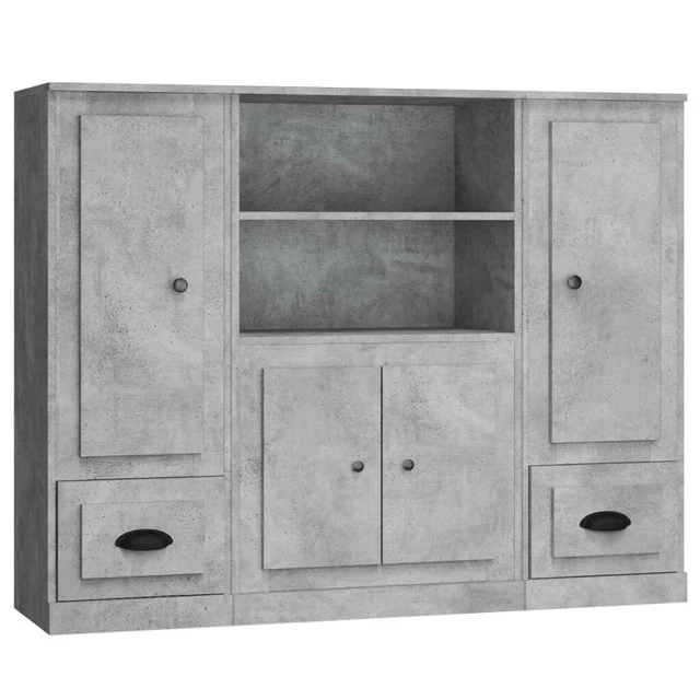 AX Credenza 3 Mobiletti Grigio 132x35.5x103.5cm Minimalista Soggiorno 0k 3185315