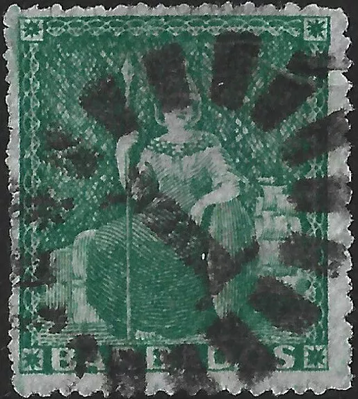 Barbados 1861-70 QV 1/2d Green  No Wmk   SG.21 Used Cat:£40