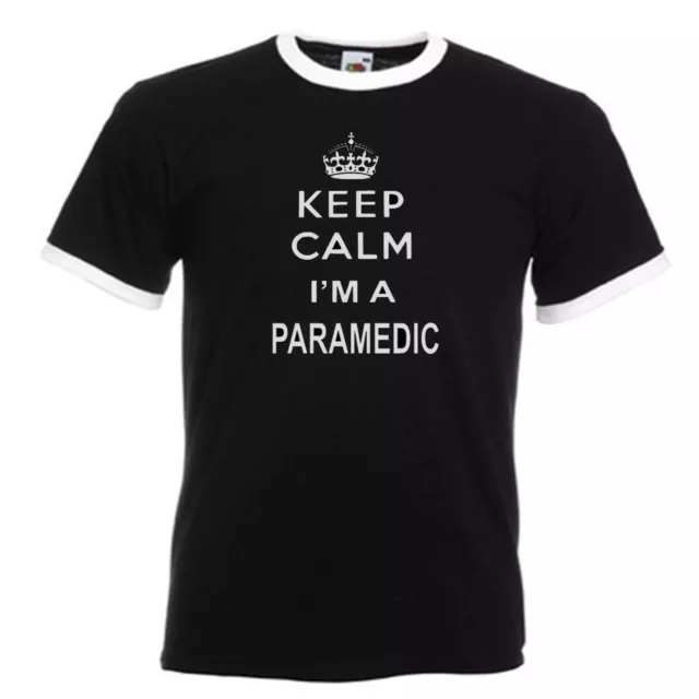 Keep Calm Paramedic Adults Mens Black Ringer Gift T Shirt