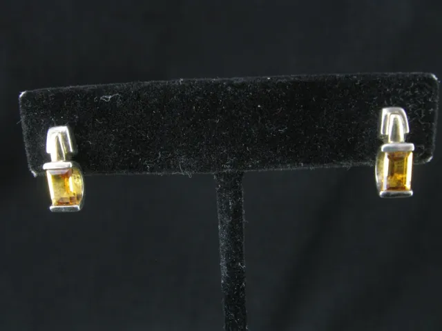 Lorenzo Sterling Silver 925 Citrine Gemstone Earrings with 18K 750 Gold Accent