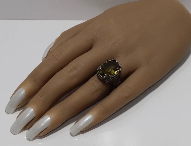 SILPADA RETIRED Sterling Silver 925 Olivine Swarovski Crystal Ring Sz 6.75