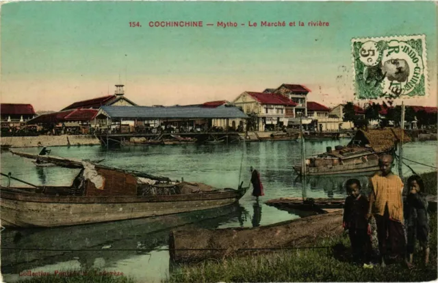 CPA AK Cochinchine - Mytho - Le Marché et la Riviere VIETNAM INDOCHINA (778972)