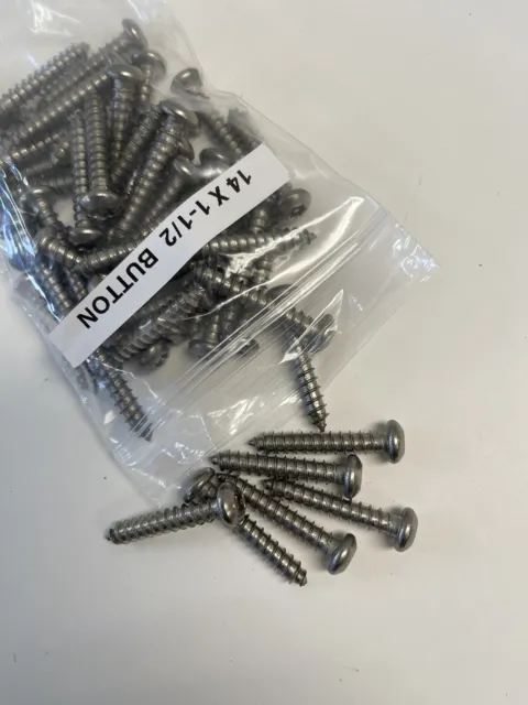 Lot of 50 Stainless Security Button Pin Head Sheet Metal Screws #14 x 1-1/2 Torx