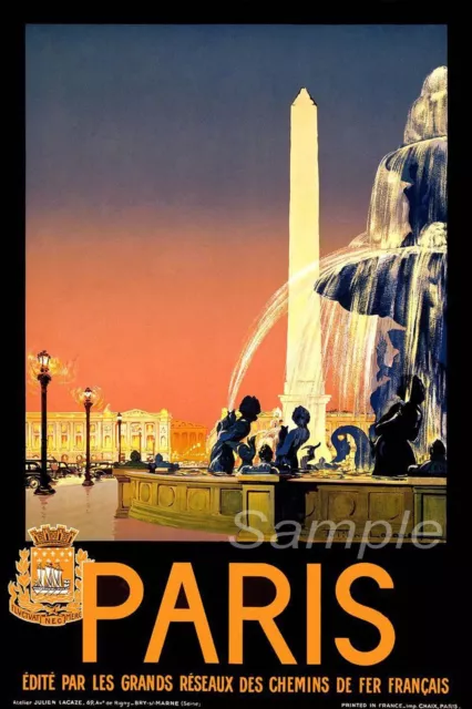 Vintage Paris France French Travel A4 Poster Print