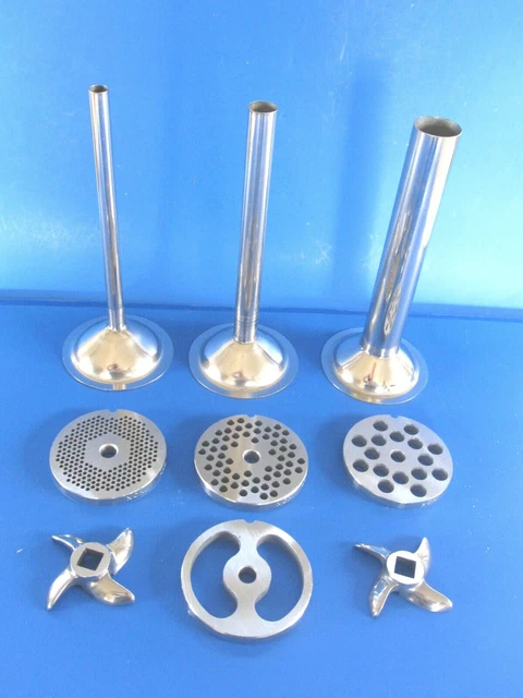 9 pc. SET #22 Meat Grinder Sausage Stuffing Stuffer Tube Plates for Univex MG22