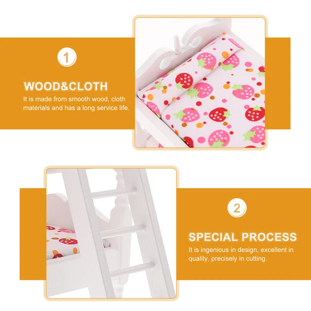 DOLL HOUSE FURNITURE Miniature Dollhouse Bunk Bed Decor Bedroom £12.28