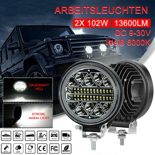 4.5Zoll Rund LED Lightbar Lichtbalken Arbeitsscheinwerfer 12/24V Offroad SUV ATV