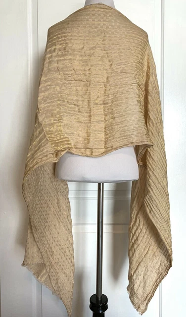 $460 Bajra Pashmina Handwoven 100% Silk Wrap Scarf Stole Peach Gold Rare $460 Bajra Pashmina Handwoven 100% Silk Wrap Scarf Stole Peach Gold Rare