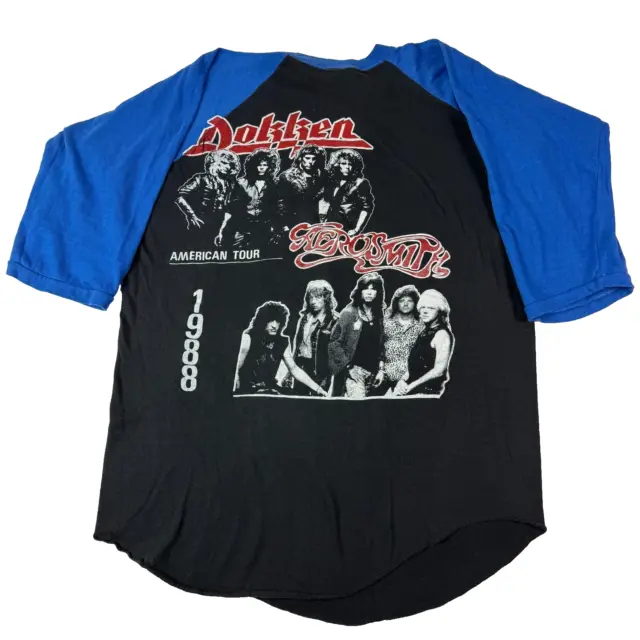 Aerosmith / Dokken 1988 Permanent vacation raglan shirt Large 20.5x28 Very Rare!