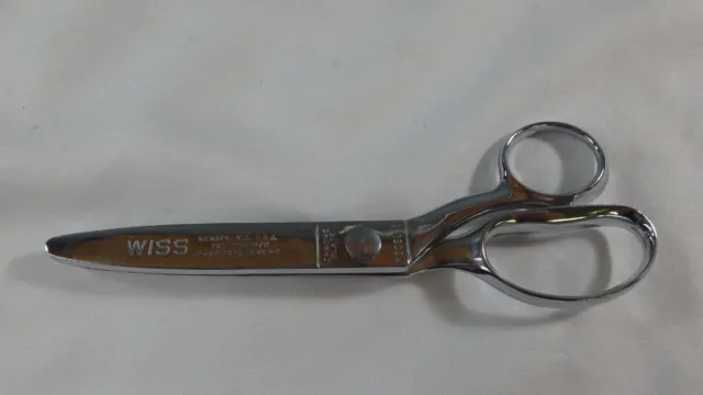 Vintage J. Wiss Pinking Shears Sewing Scissors Chrome Plate Model E Pink - Rite