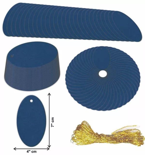 Forme Ovale Bleu Royal Couleur Papier Kraft Prix Étiquettes Cadeau 100 Pièces 3
