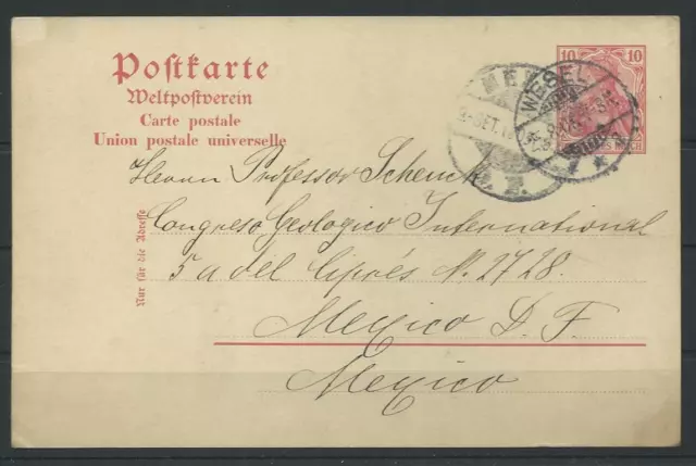 Deutsches Reich Ganzsache Karte Wesel - Mexico, 1906 #1058738