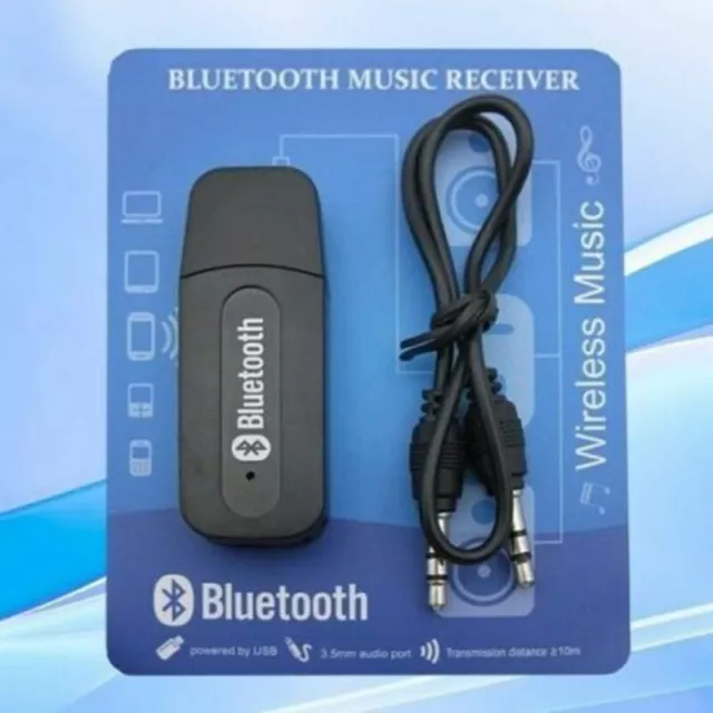 3.5mm to USB Bluetooth Wireless Receiver AUX Audio Stereo Music Adapter Car Kit