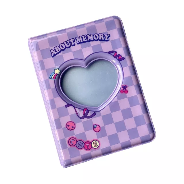 3 Inch Photocard Holder Mini Multi-purpose Plaid Pattern Card Collect Boo Purple