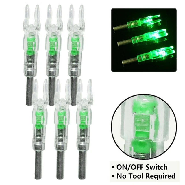 6Pcs Automatic LED Archery Arrows Lighted Nocks Green For ID 6.2mm Carbon Arrows 2