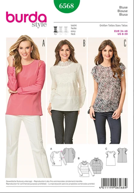 Patron De Couture Burda 7205 - Robe Ou Blouse Fluide, Tailles 36 à 48, Neuf, Fabriqué En Allemagne