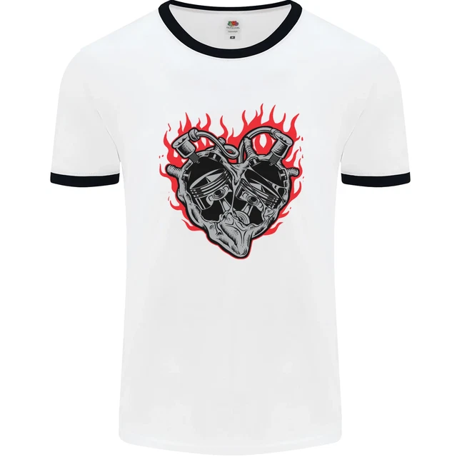 T-shirt Biker Heart moto da uomo bianco